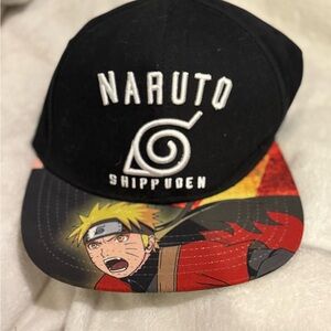 Naruto Shippuden Black Snapback Hat with Graphic Brim